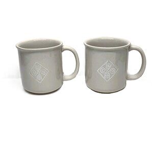 Crown Corning Coffee Mug Lot x2 Native Collection Cream Indonesia Forks Cup Set